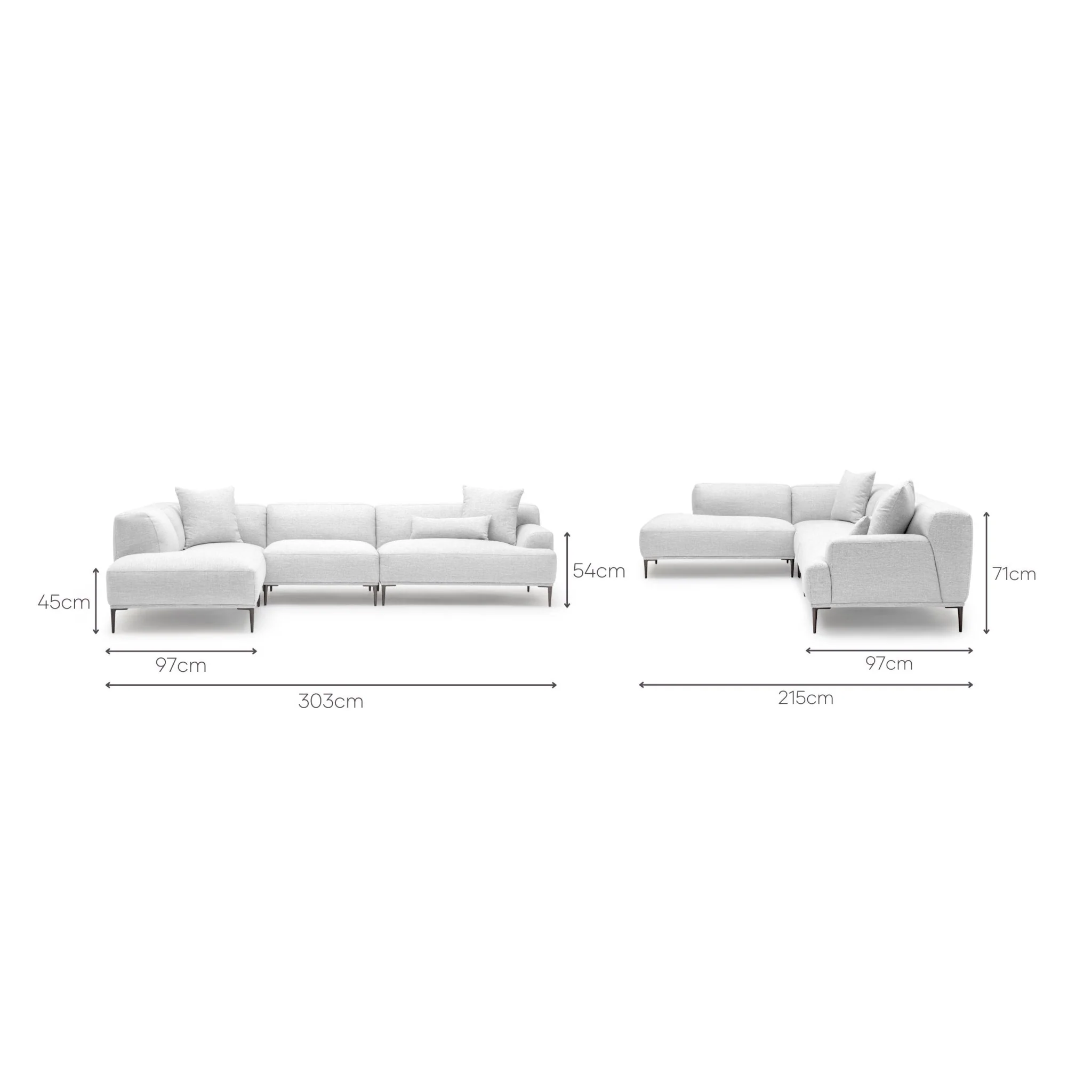 Amelia Corner Sofa - Silver - Image 4