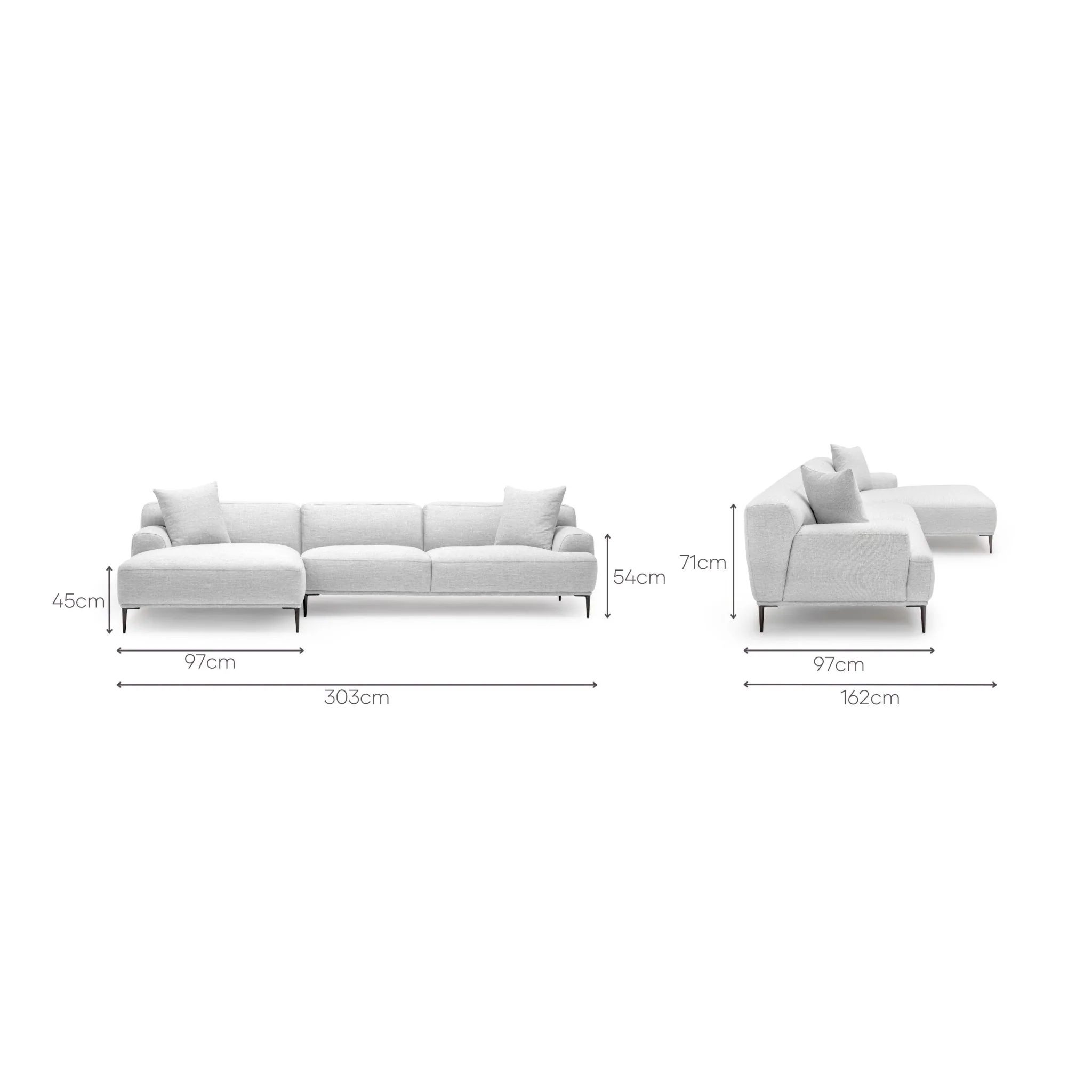 Amelia Extra Large L-Shaped Sofa - Silver - Image 4