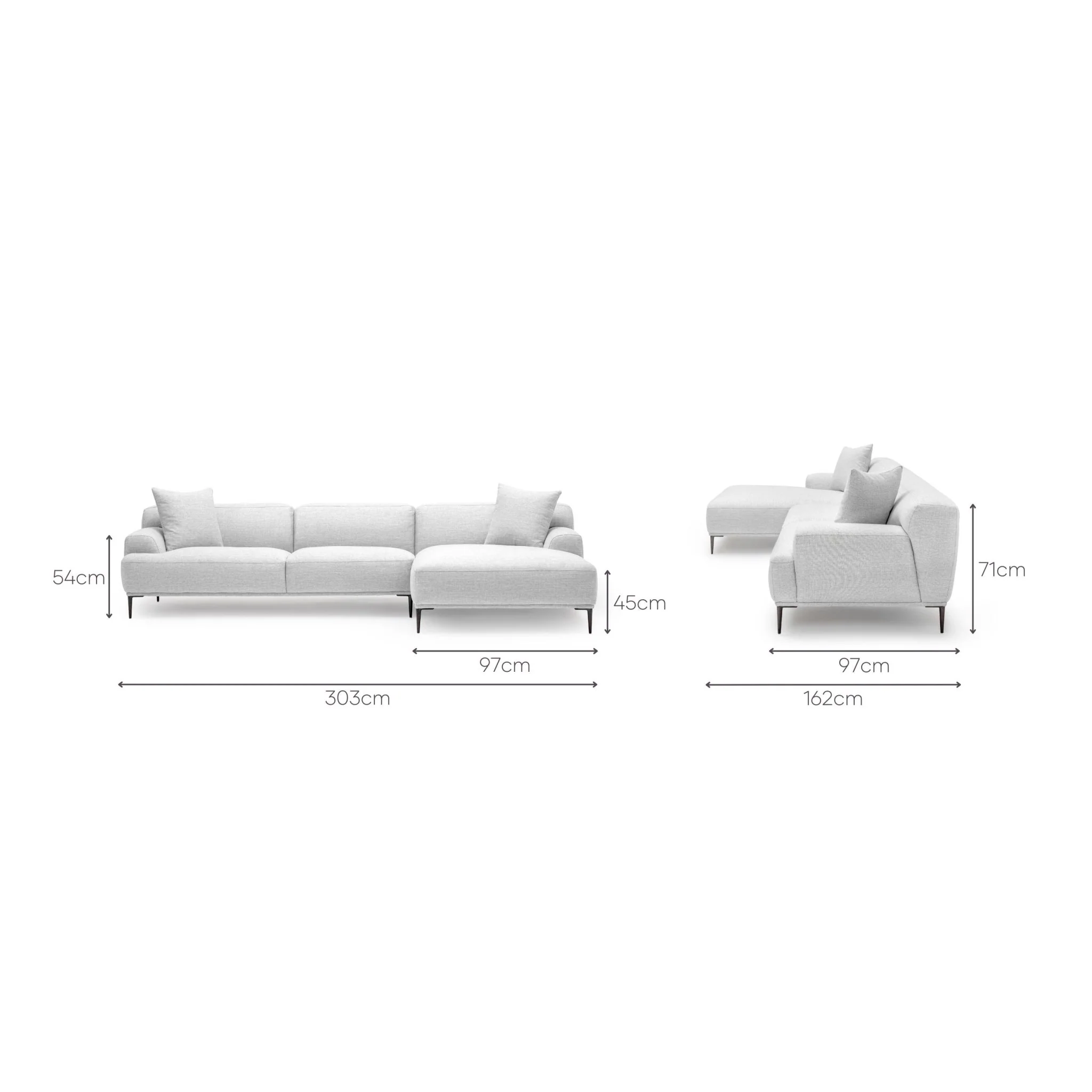 Amelia Extra Large L-Shaped Sofa - Silver - Image 8
