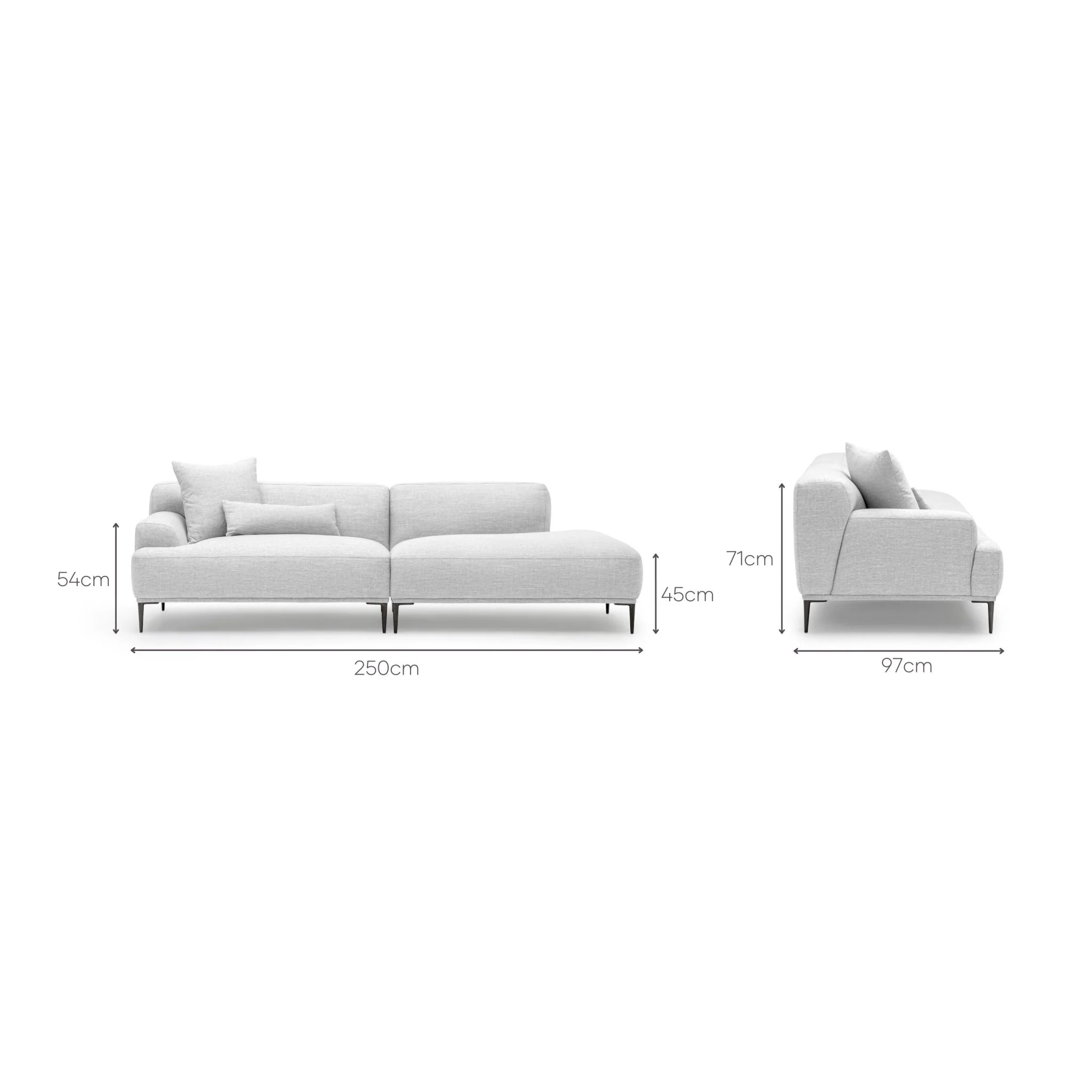 Amelia Open End Sofa - Silver - Image 8