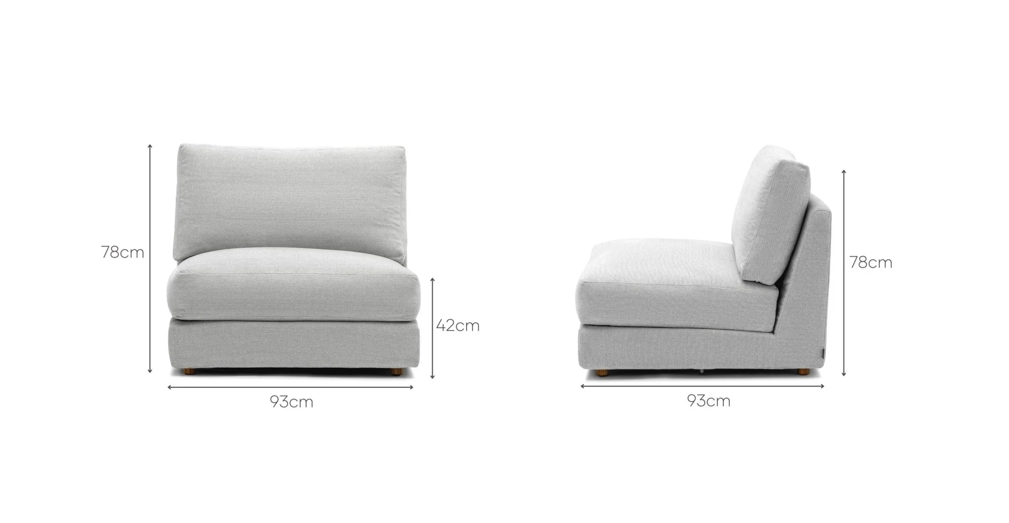 Hansen 1 Seater Armless - Alice Pearl - Image 9