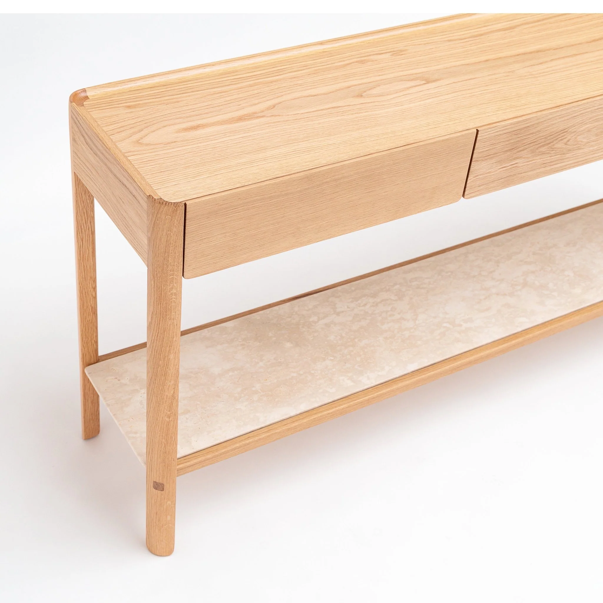 Nell Console - Light Oak & Travertine - Image 10